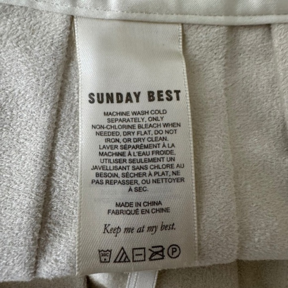 Sunday Best Aritzia Olive Pleated Vegan Leather Micro Mini Skirt Cream Size‎ 6 - Picture 8 of 10
